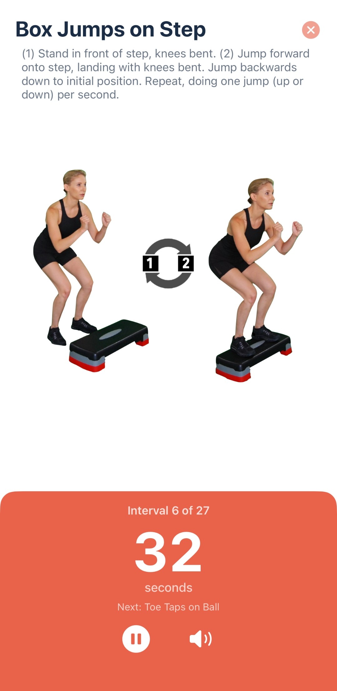 Fit4T HIIT mode timer interface showing workout in progress