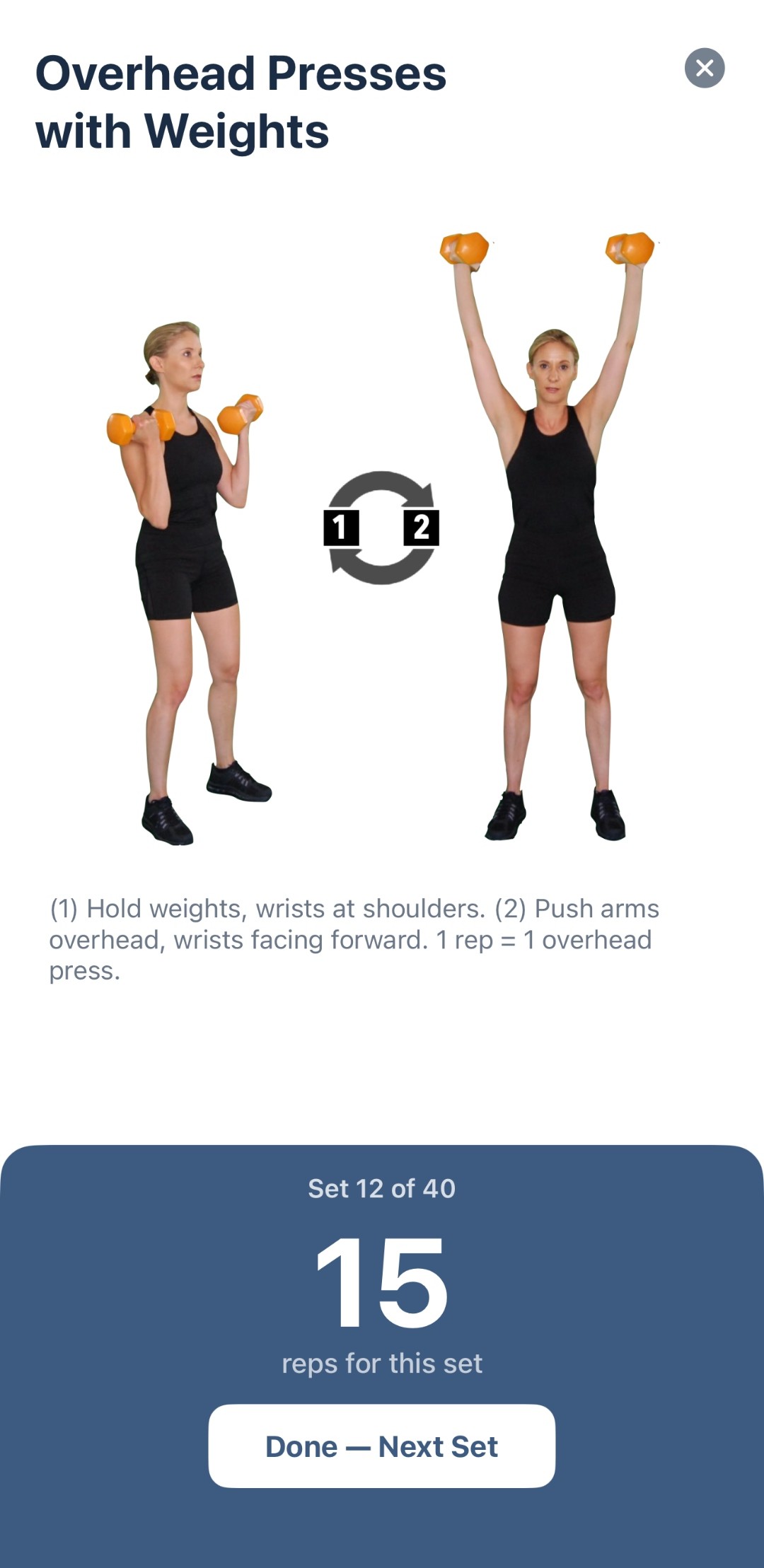 Fit4T Reps mode interface showing gamified rep-based workout